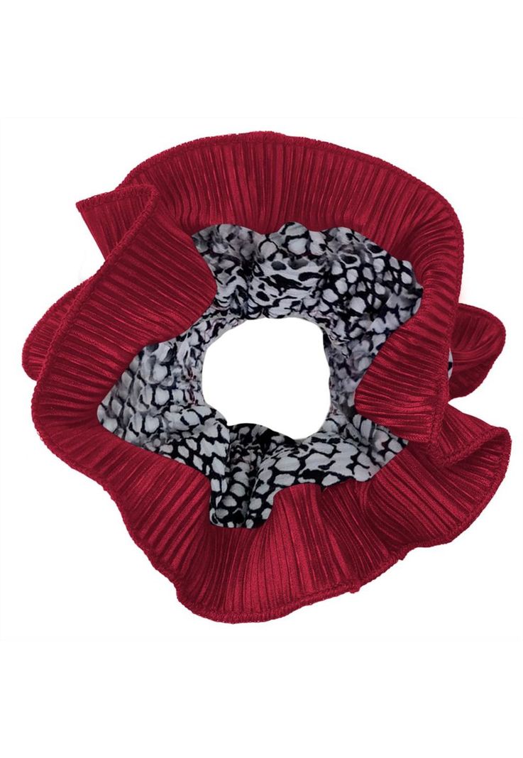 Scrunchie Collet Begonia XL Piton Cherry Plisado Maria Paskaro-0