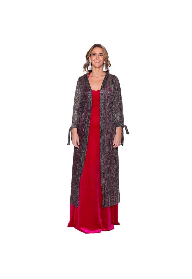 Tapado Kimono Largo Verona Grafito Brillo Transparente Maria Paskaro-0