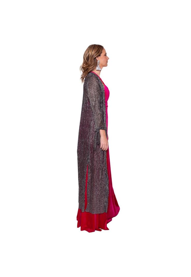 Tapado Kimono Largo Verona Grafito Brillo Transparente Maria Paskaro-1
