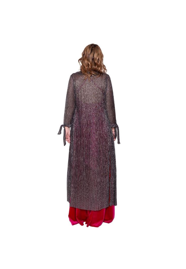 Tapado Kimono Largo Verona Grafito Brillo Transparente Maria Paskaro-2