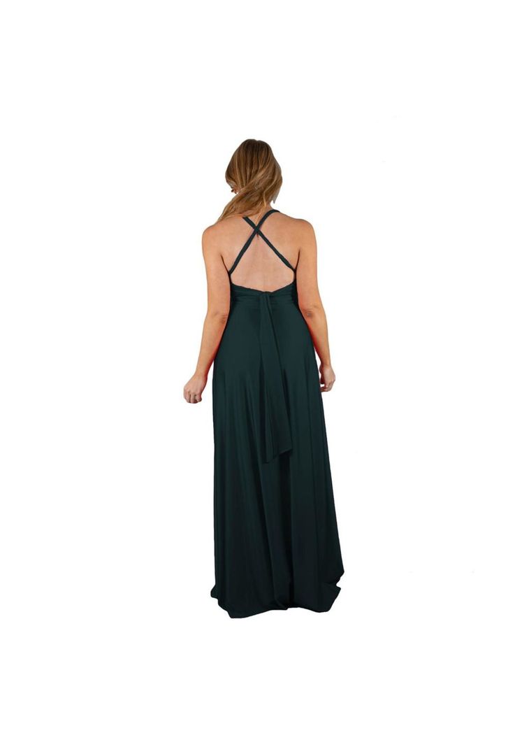 Vestido Largo Paris Verde  Lycra Lazo Maria Paskaro-2