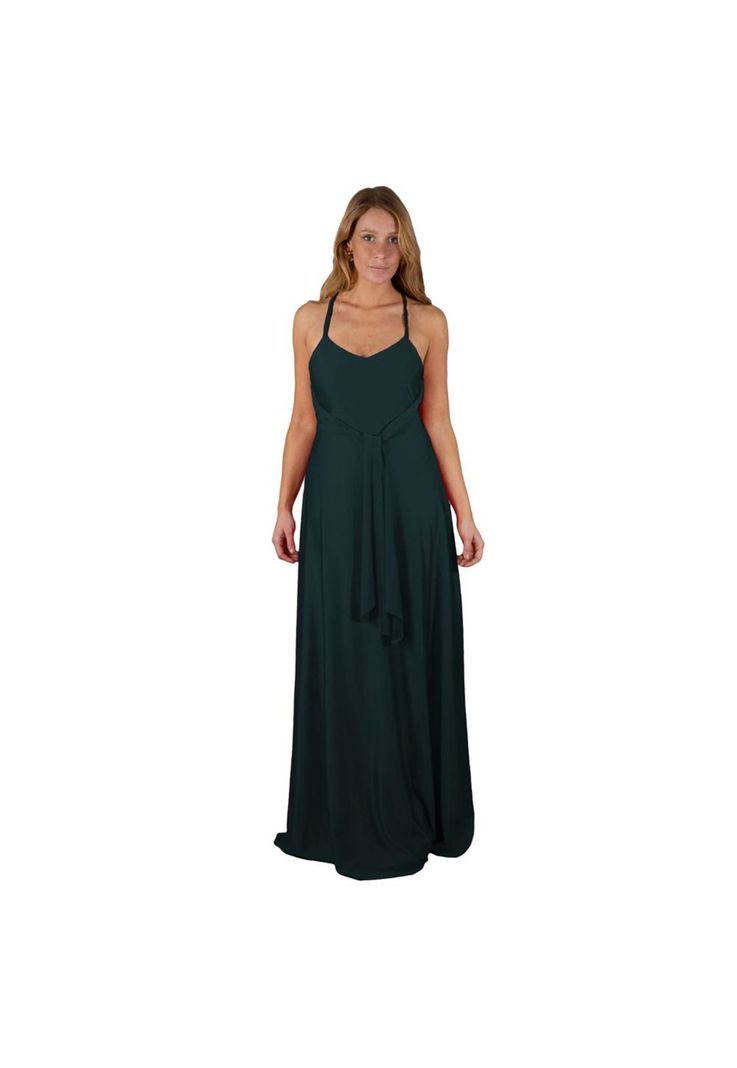 Vestido Largo Paris Verde  Lycra Lazo Maria Paskaro-3