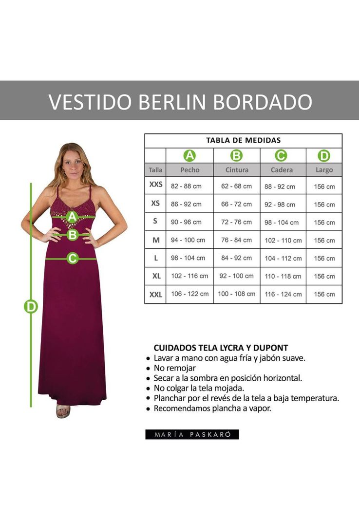 Vestido Largo Berlin Turquesa Lycra Bordado R Maria Paskaro-3