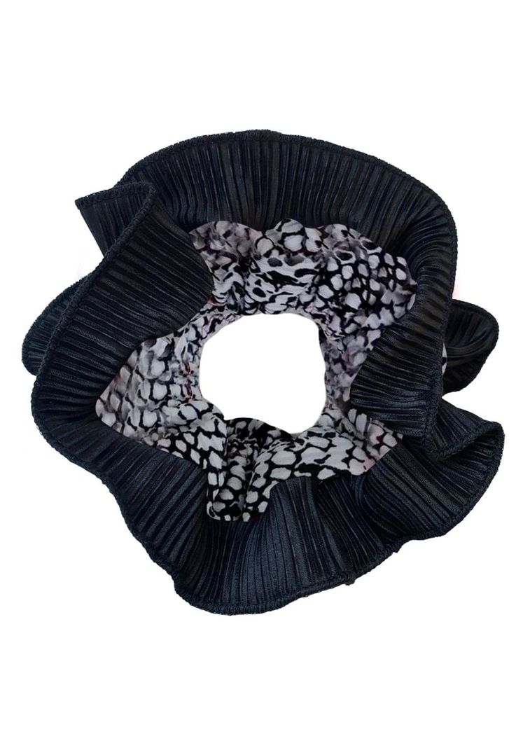 Scrunchie Collet Begonia XL Piton Negro Plisado Maria Paskaro-0