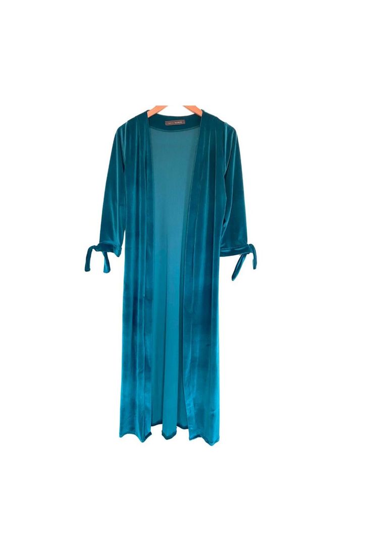 Tapado Kimono Largo Verona Petroleo Terciopelo Maria Paskaro-7