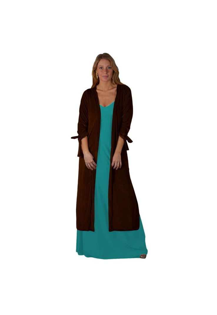 Tapado Kimono Largo Verona Chocolate Terciopelo  Maria Paskaro-0