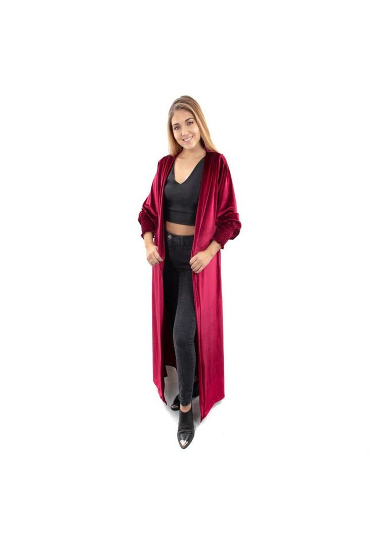 Tapado Kimono Santini Cherry Terciopelo Maria Paskaro-0