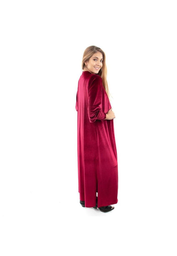 Tapado Kimono Santini Cherry Terciopelo Maria Paskaro-1