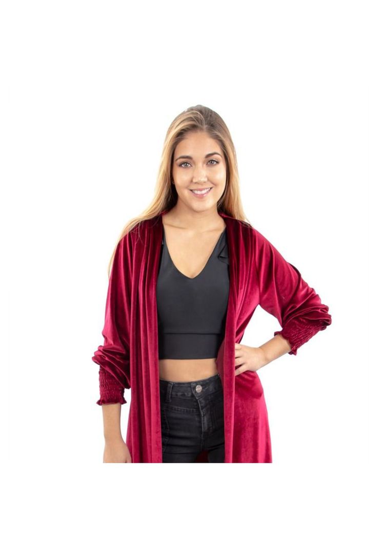 Tapado Kimono Santini Cherry Terciopelo Maria Paskaro-4