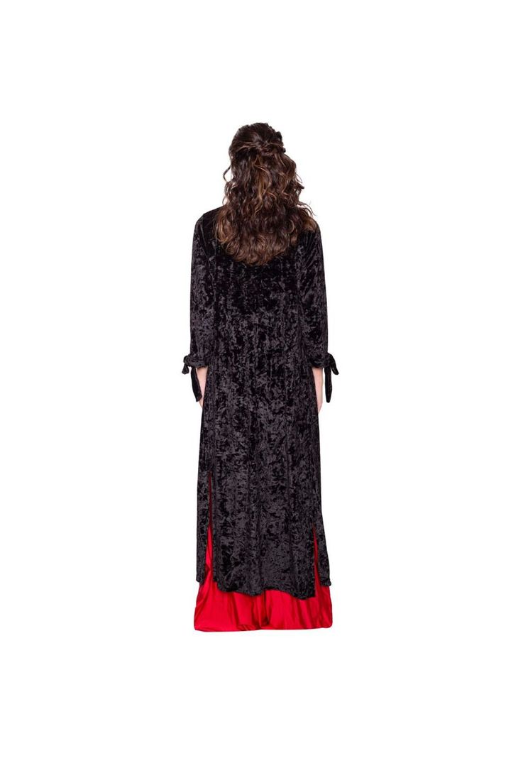 Tapado Kimono Largo Verona Negro Jaspeado Terciopelo Maria Paskaro-2