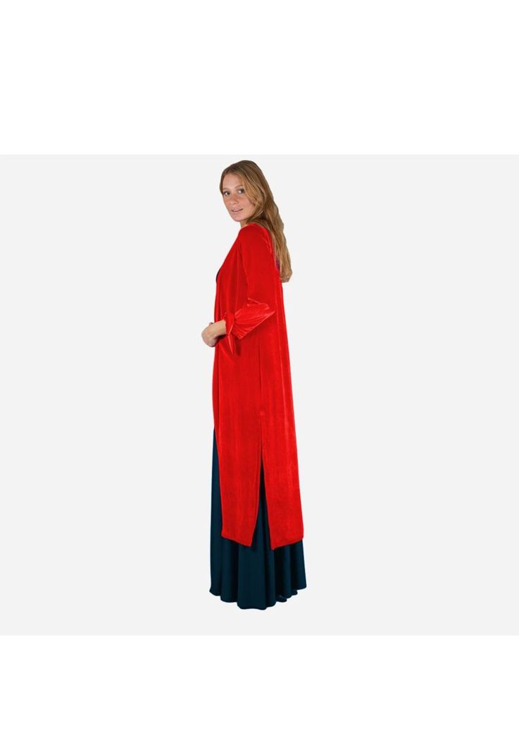 Tapado Kimono Largo Verona Rojo Terciopelo Maria Paskaro-1