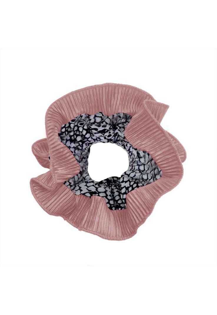 Scrunchie Collet Begonia M Piton Rosado Plisado Maria Paskaro-0