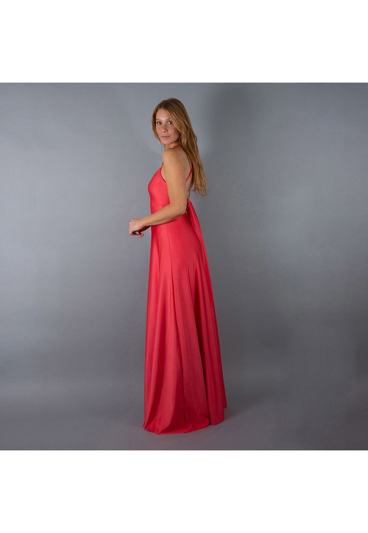 Vestido Largo Paris Coral Dupont Lazo Maria Paskaro-2