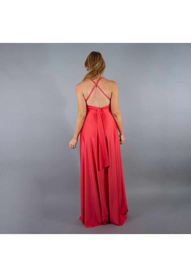 Vestido Largo Paris Coral Dupont Lazo Maria Paskaro-3
