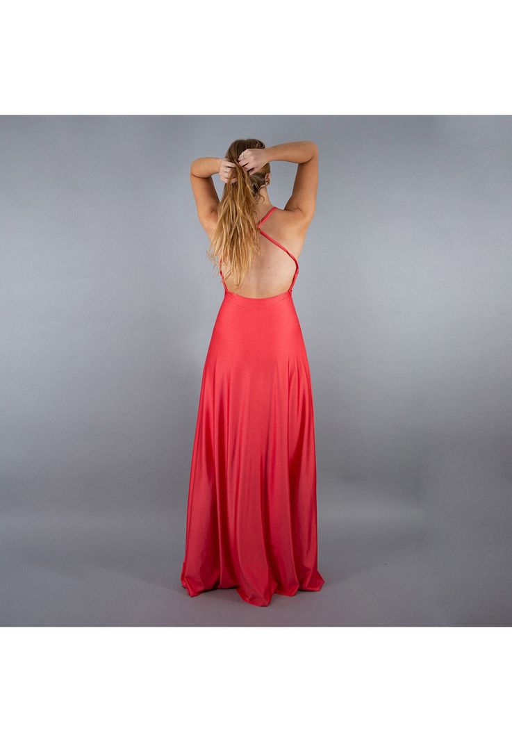 Vestido Largo Paris Coral Dupont Lazo Maria Paskaro-4