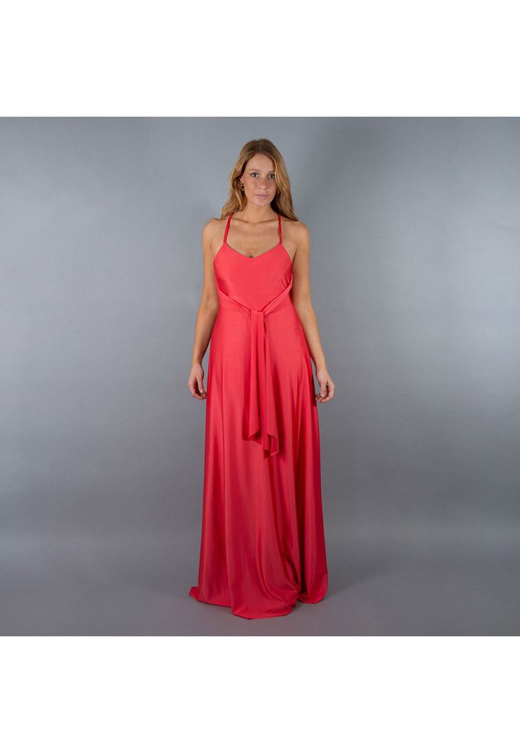 Vestido Largo Paris Coral Dupont Lazo Maria Paskaro-5