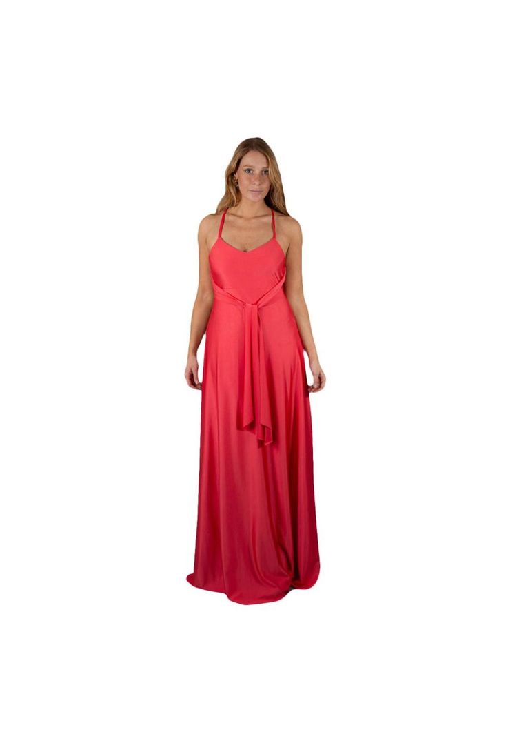 Vestido Largo Paris Coral Dupont Lazo Maria Paskaro-0