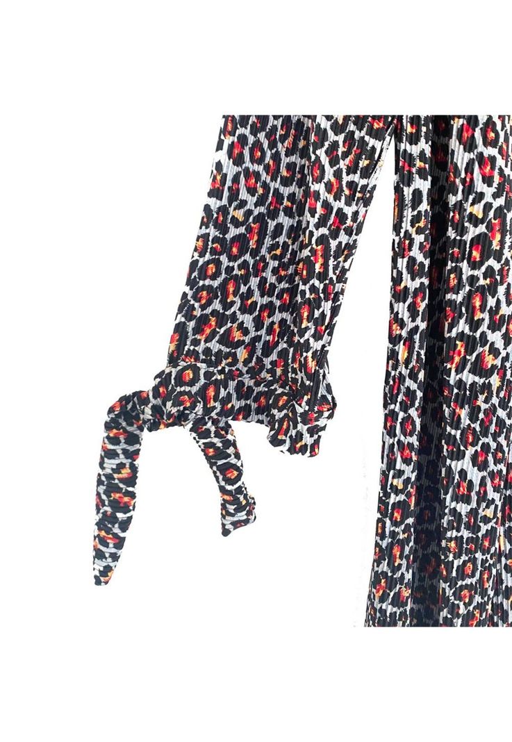 Tapado Kimono Largo Verona Animal Rojo Plisado Maria Paskaro-3