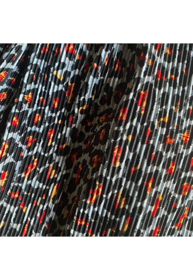 Tapado Kimono Largo Verona Animal Rojo Plisado Maria Paskaro-4