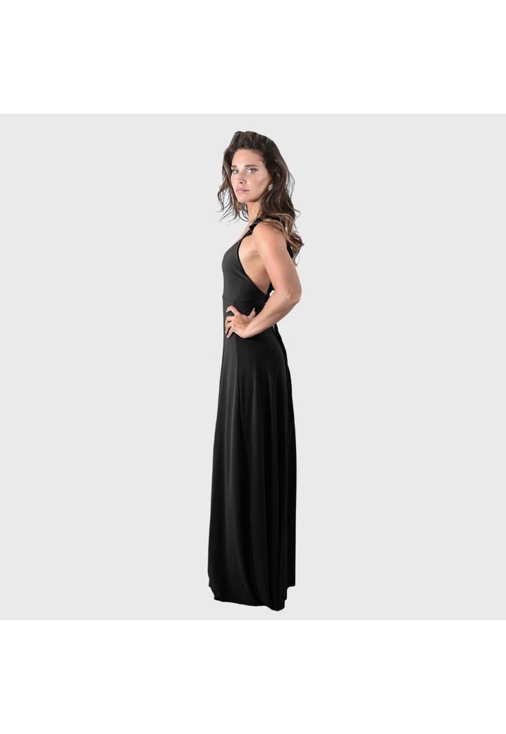 Vestido Largo Jaipur Negro Lycra Vuelitos Maria Paskaro-1