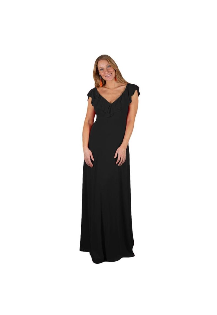 Vestido Largo Marken Negro Lycra Vuelos Maria Paskaro