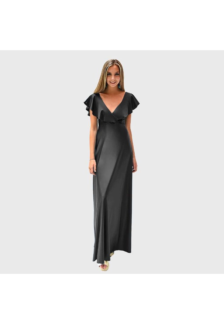 Vestido Largo Marken Negro Lycra Vuelos Maria Paskaro-4