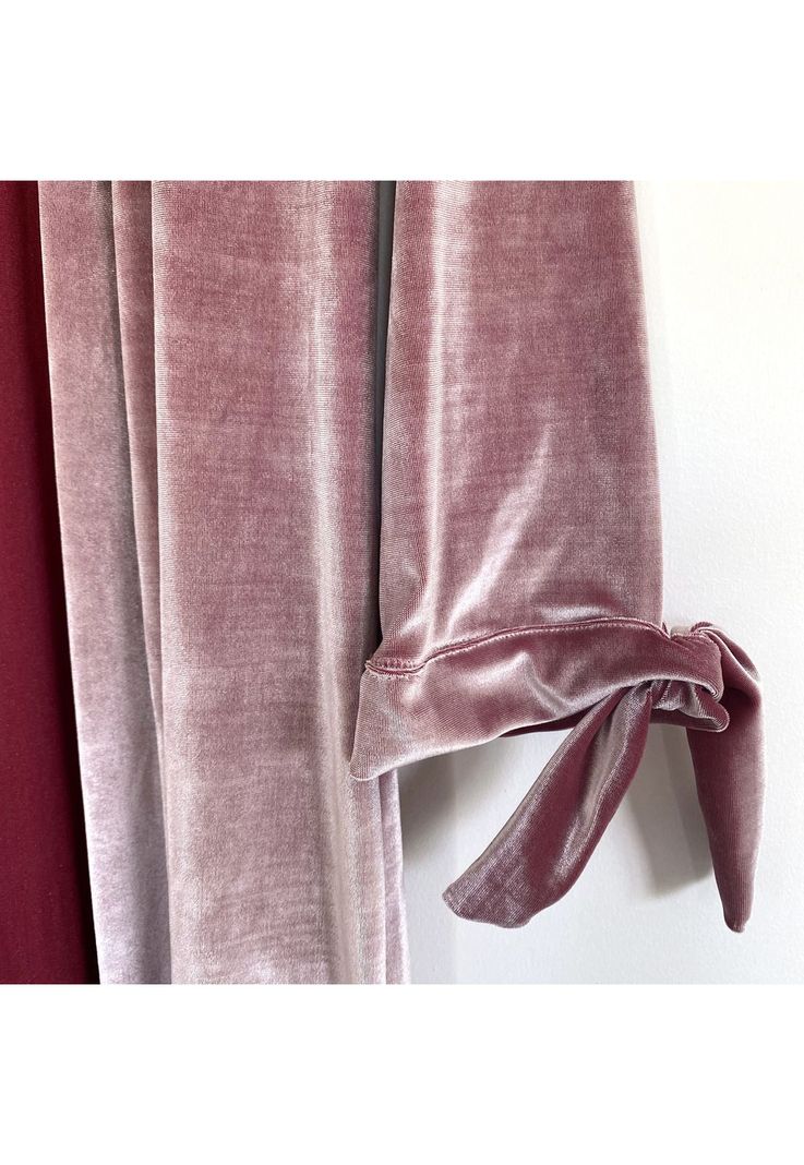 Tapado Kimono Largo Verona Rosa Terciopelo Brillante Maria Paskaro-3