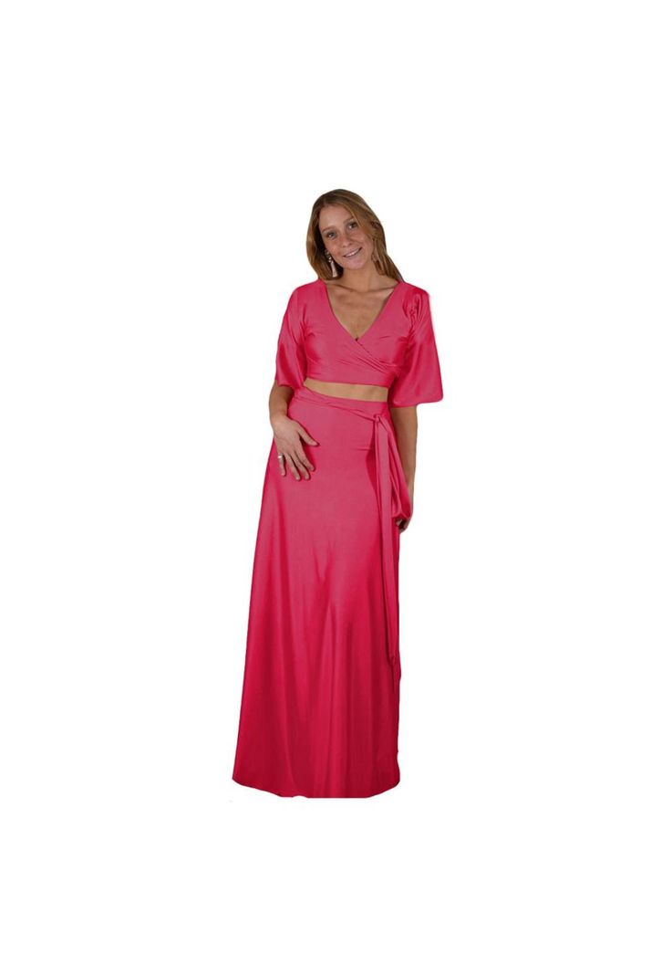 Conjunto Monaco Fucsia Lycra Falda Lazo Maria Paskaro-0