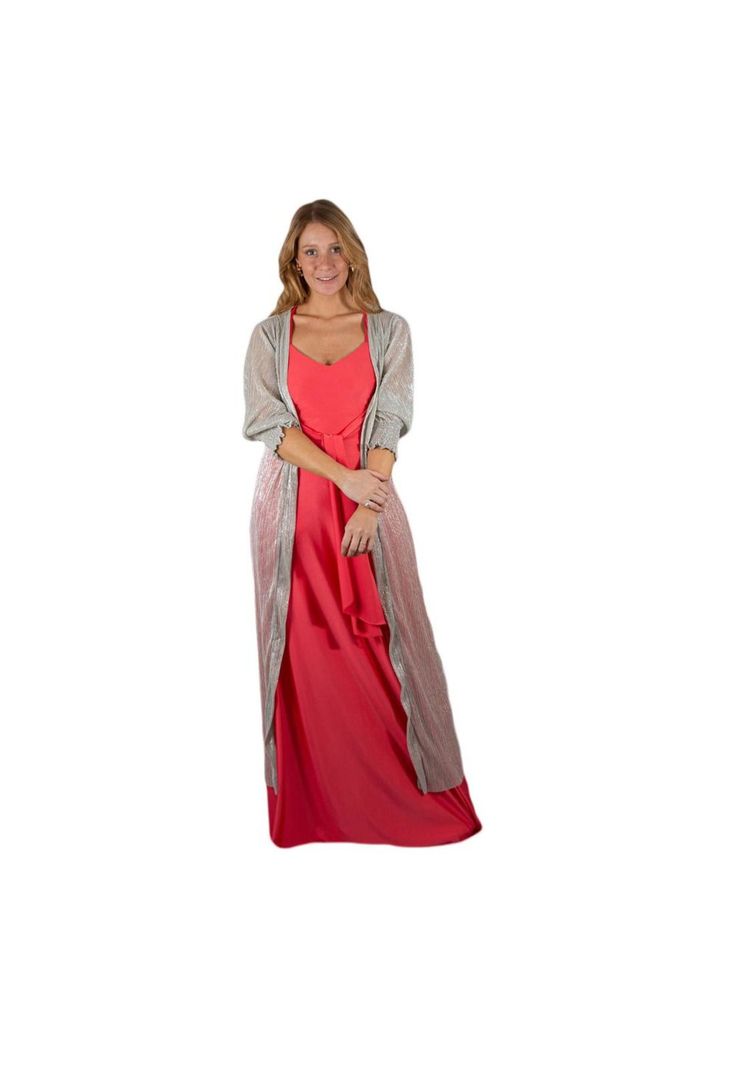 Tapado Kimono Santini Plateado Transparente Maria Paskaro-0
