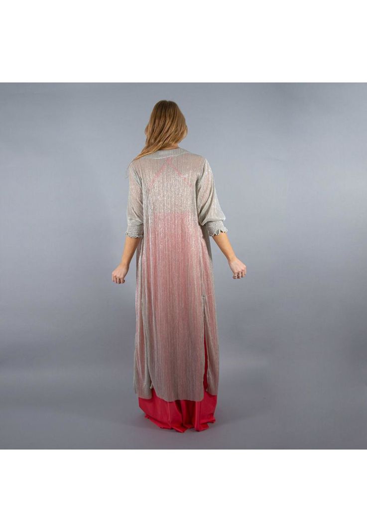 Tapado Kimono Santini Plateado Transparente Maria Paskaro-1