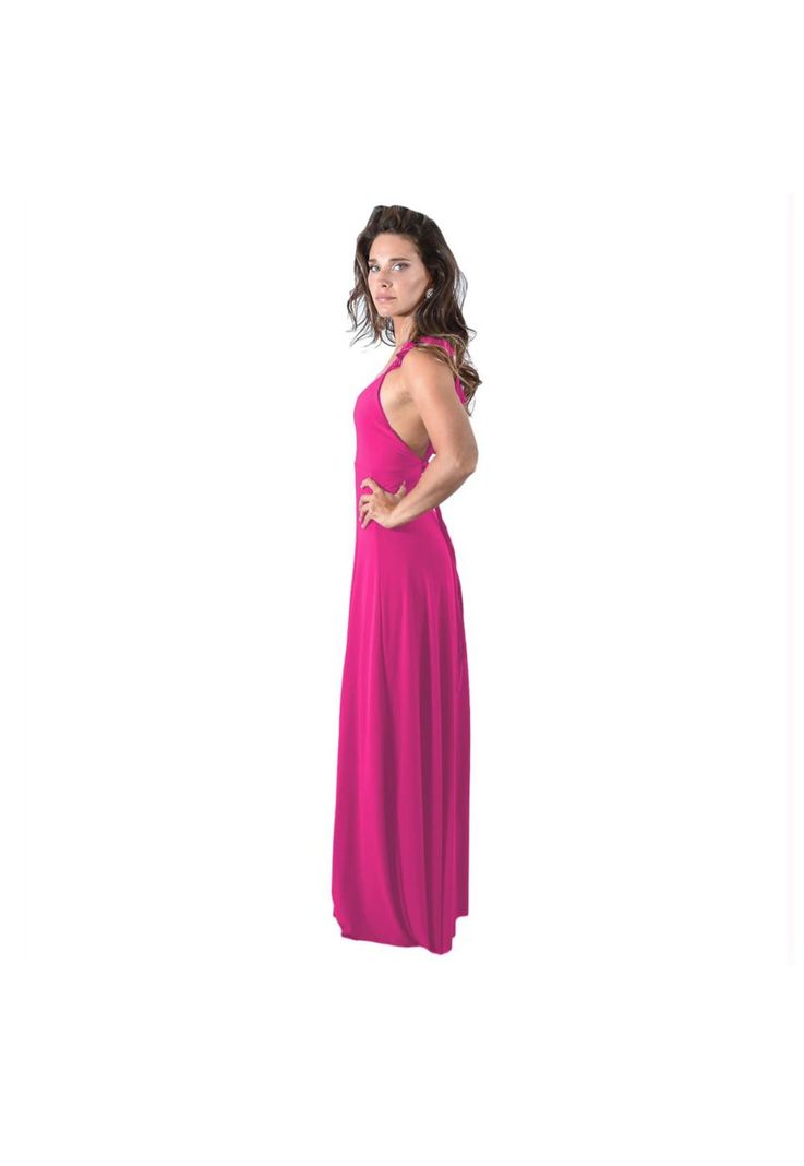 Vestido Largo Jaipur Frambuesa Lycra Vuelitos Maria Paskaro-1