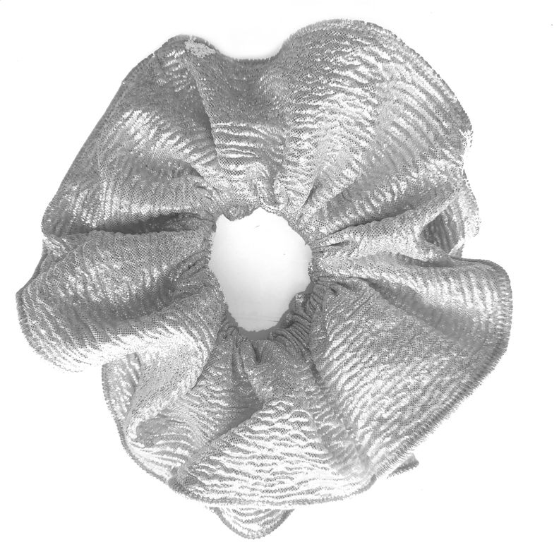 Scrunchie Camelia L Plateado Brillante Metalizado Maria Paskaro-0