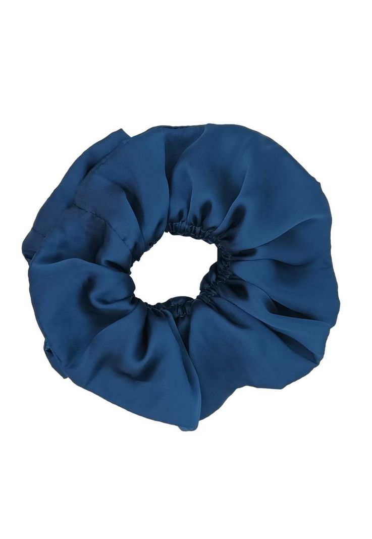 Scrunchie Collet Camelia L Azul Seda Maria Paskaro-0