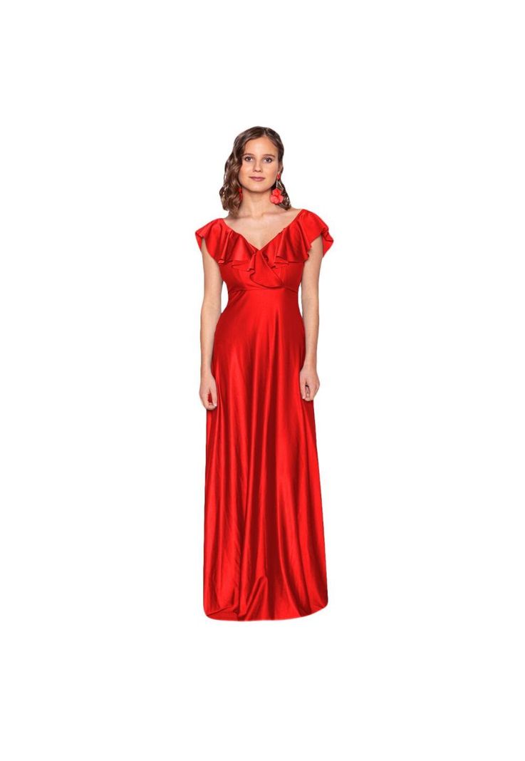 Vestido Largo Marken Rojo Lycra Dupont Maria Paskaro-0