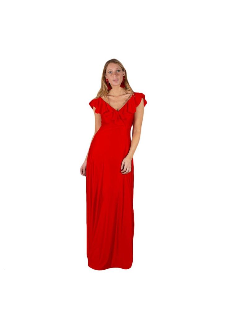 Vestido Largo Marken Rojo Lycra Dupont Maria Paskaro-1