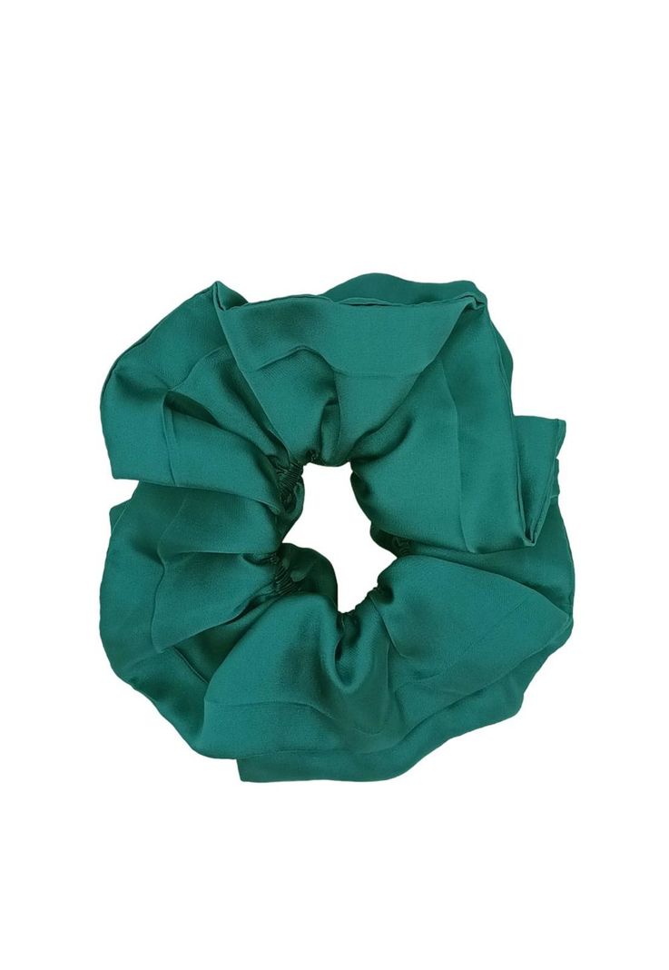 Scrunchie Collet Camelia L Verde Botella Seda Maria Paskaro-1