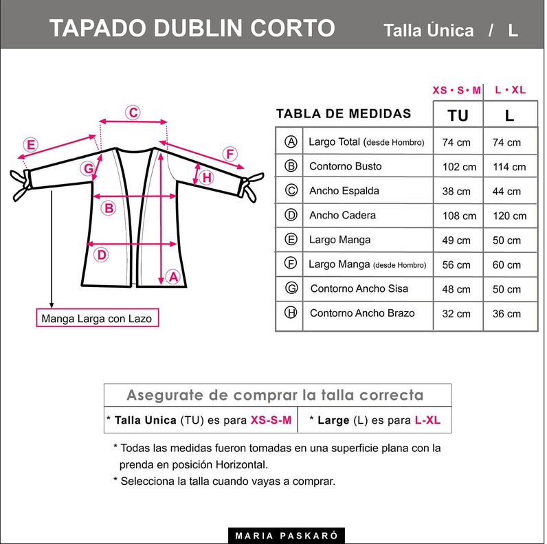 Tapado Kimono Corto Dublin Azul Flores Maria Paskaro-2