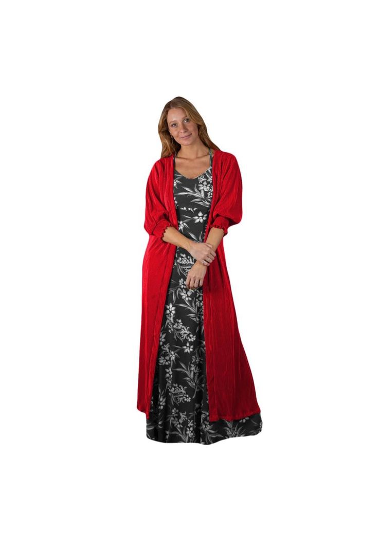 Tapado Kimono Largo Santini Rojo Carmesi Plisado Maria Paskaro-0