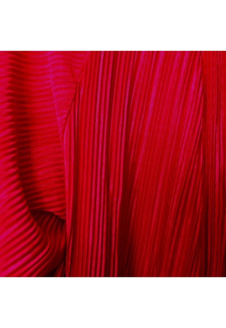 Tapado Kimono Largo Santini Rojo Carmesi Plisado Maria Paskaro-1