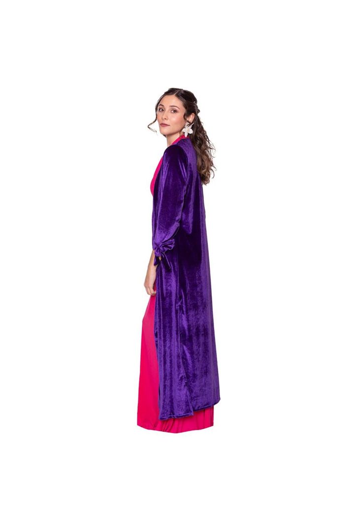 Tapado Kimono Largo Verona Purpura Terciopelo Maria Paskaro-1