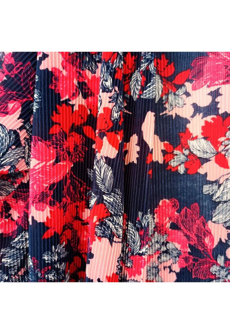 Tapado Kimono Largo Verona Azul Flores Plisado Maria Paskaro-5
