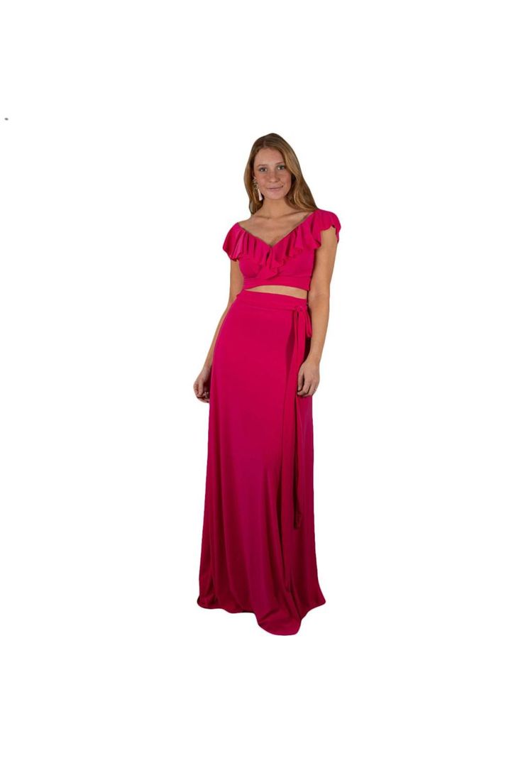 Conjunto Marken Fucsia Lycra Falda Lazo Maria Paskaro-0