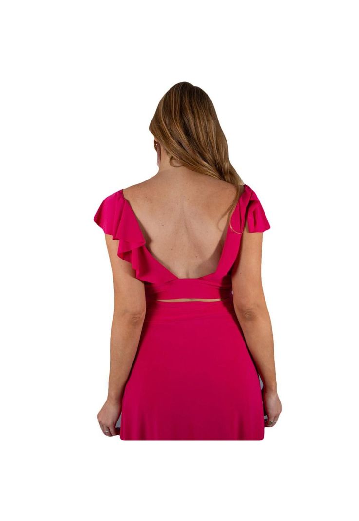 Conjunto Marken Fucsia Lycra Falda Lazo Maria Paskaro-2