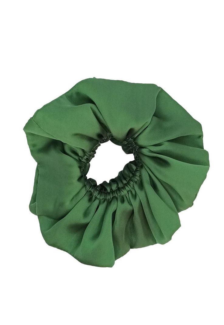 Scrunchie Collet Camelia L Verde Musgo Seda Maria Paskaro-1