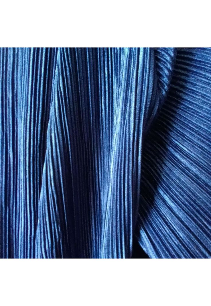 Tapado Kimono Largo Verona Azul Marino Plisado Maria Paskaro-3