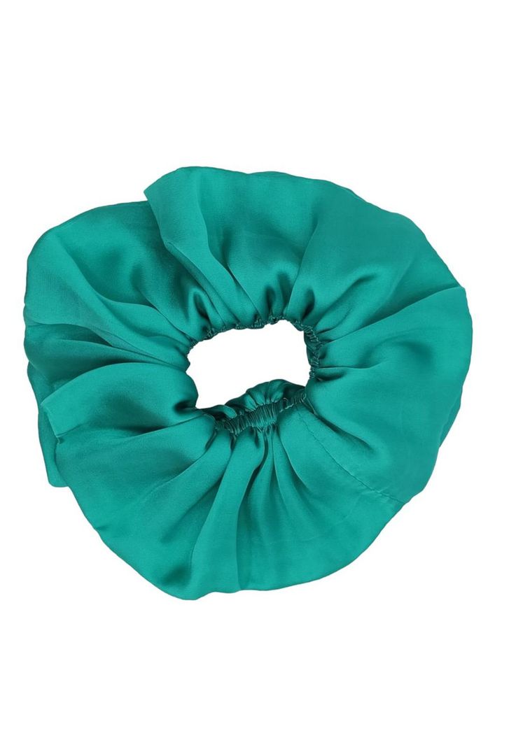 Scrunchie Collet Camelia L Turquesa Seda Maria Paskaro-1