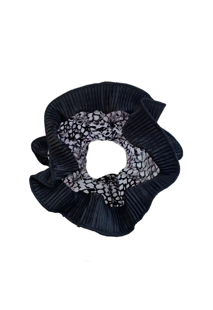 Scrunchie Collet Begonia M Piton Negro Plisado Maria Paskaro