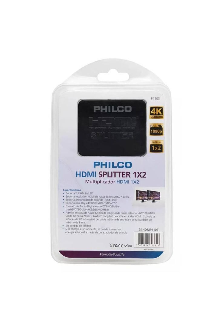 Splitter Divisor HDMI Philco 1x2 P4103-4