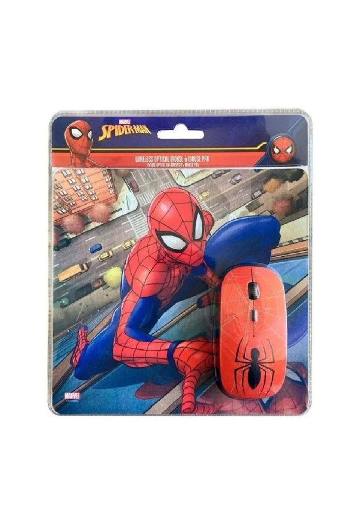 Kit Mouse Óptico Inalámbrico + Mousepad 1600DPI Marvel Spiderman -2