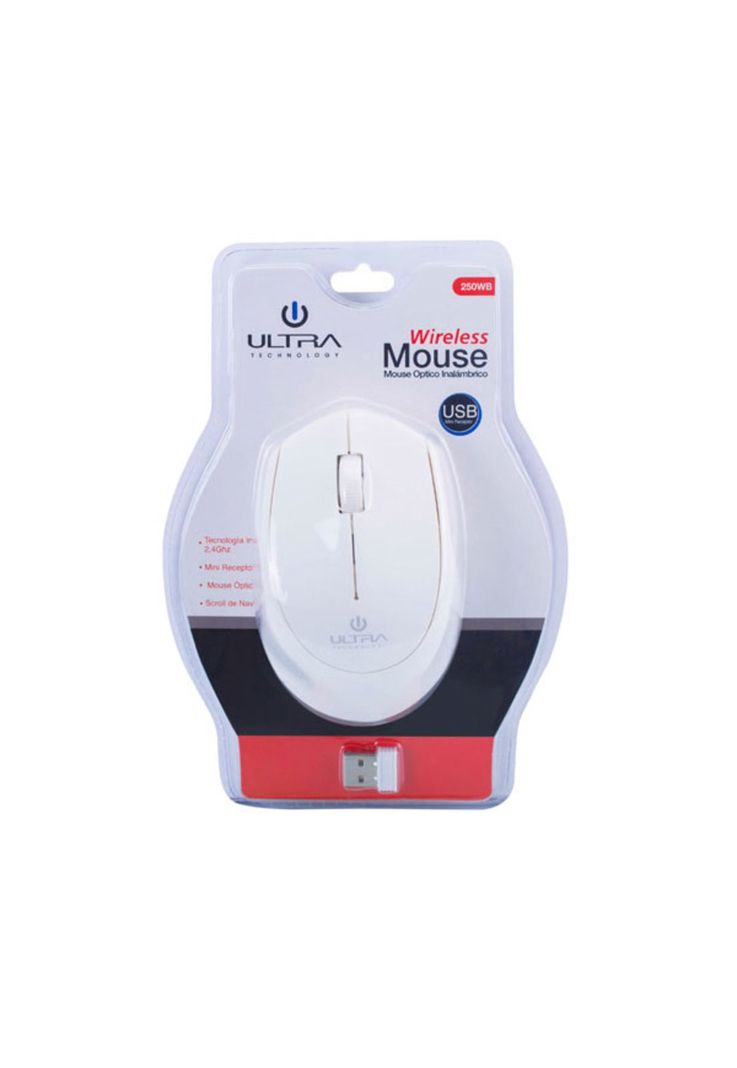 Mouse Inalámbrico Óptico Blanco 3 Botones 1 millón de clicks DPI 800 Ultra-0